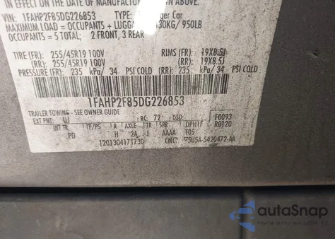 2013 Ford Taurus Limited from USA, damaged, VIN 1FAHP2F85DG226853